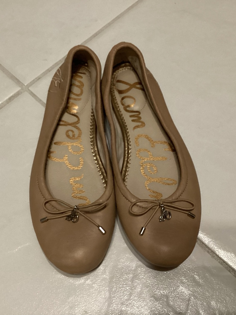 Sam Edelman Girls size 4 /Tan Felicia Leather Ballet Flats